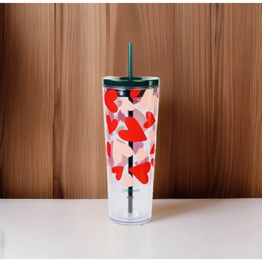 NWT Starbucks 2026 Valentine’s Day Hearts Cold Cup Venti 24 oz Tumbler